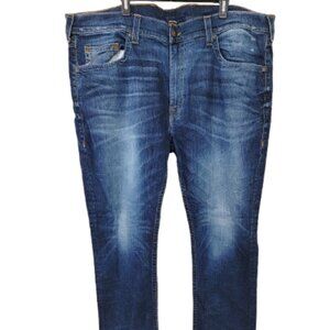 True Religion Women's Blue Ricky Flap-Pockets Relaxed Straight Jeans Size 48